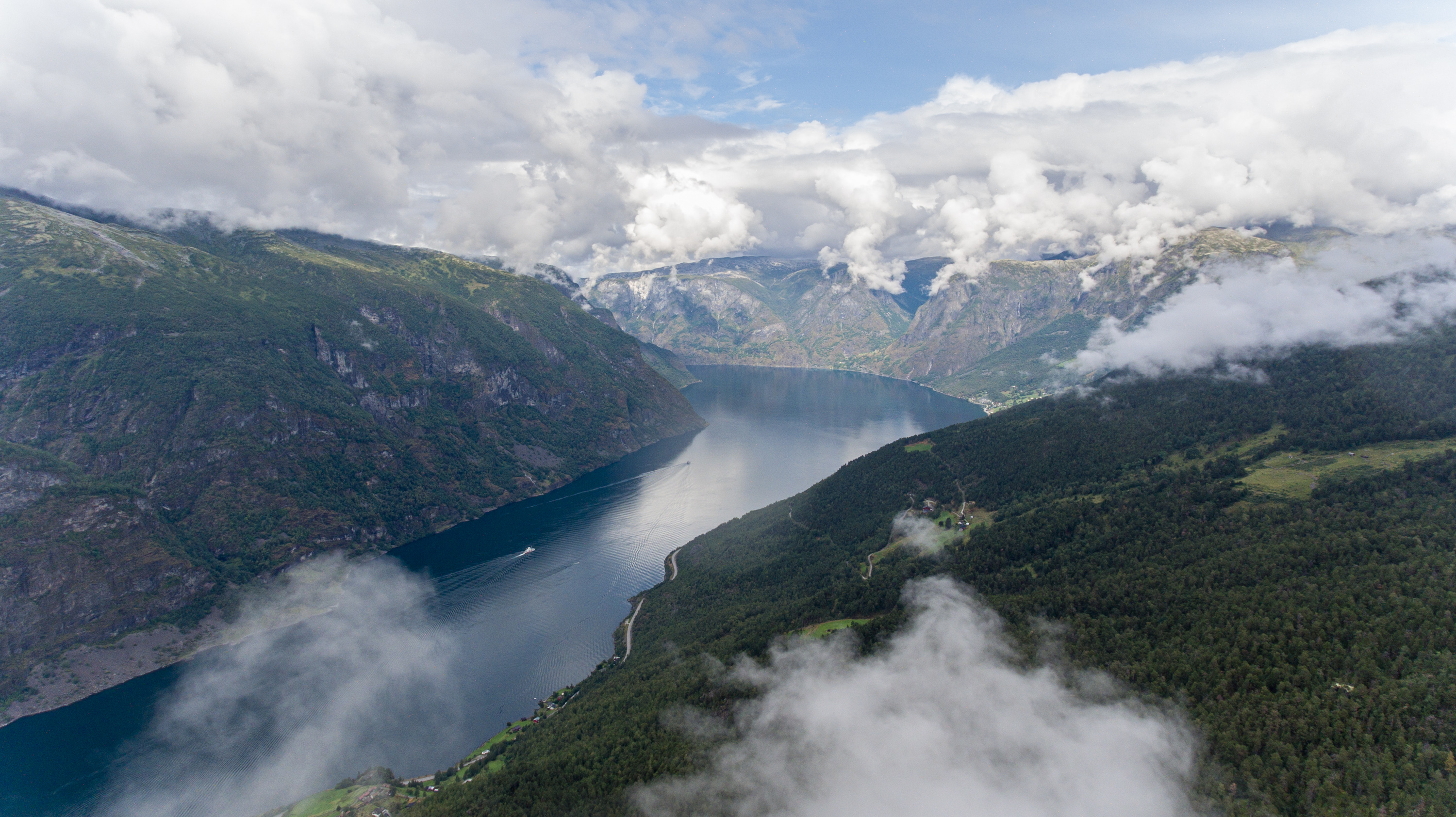 A photo of the fjord in Aurland in Western Norway.